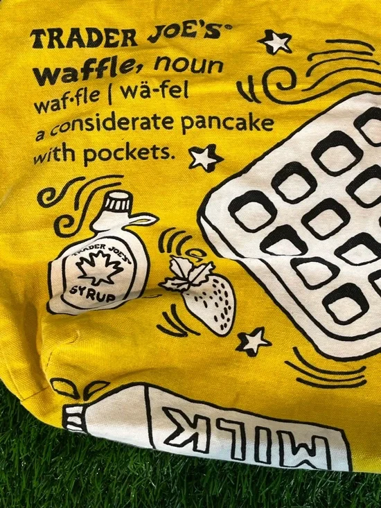 Trader Joe's Breakfast Waffle Toast Milk Jam Shopping Reusable Grocery Eco Bag - Picture 4 of 15